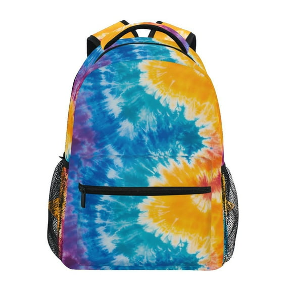School Backpack Lightweight Multipocket College High Middle Student Bag 15L Blue Purple Yellow Tie Dye