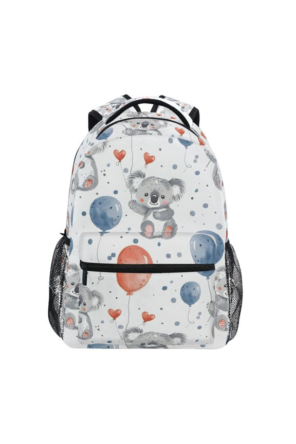 School Backpack Lightweight Multipocket College High Middle Student Bag 15L Cartoon Koala with Balloon