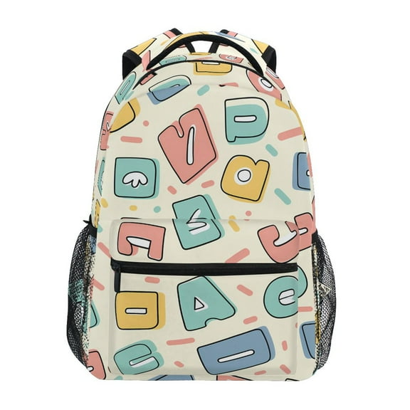 School Backpack Lightweight Multipocket College High Middle Student Bag 15L Cartoon Letters