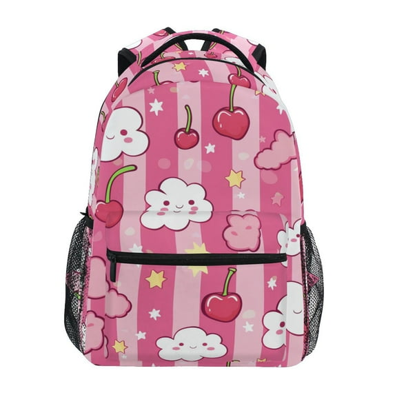 School Backpack Lightweight Multipocket College High Middle Student Bag 15L Clouds Cherries Star