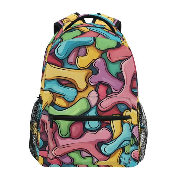 School Backpack Lightweight Multipocket College High Middle Student Bag 15L Colorful Bones