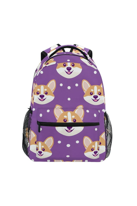 School Backpack Lightweight Multipocket College High Middle Student Bag 15L Corgi Dog Faces