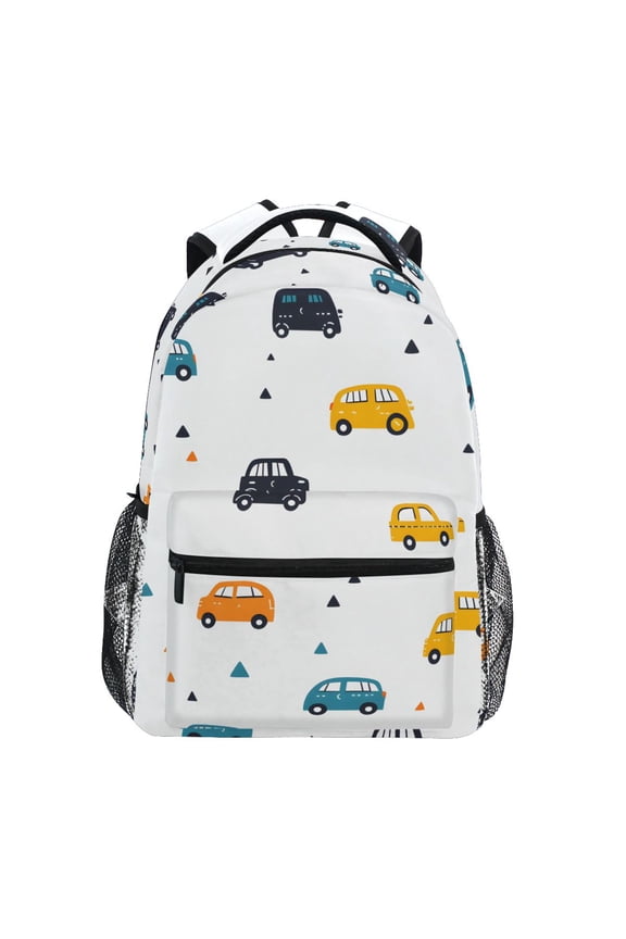 School Backpack Lightweight Multipocket College High Middle Student Bag 15L Cute Cars and Triangles