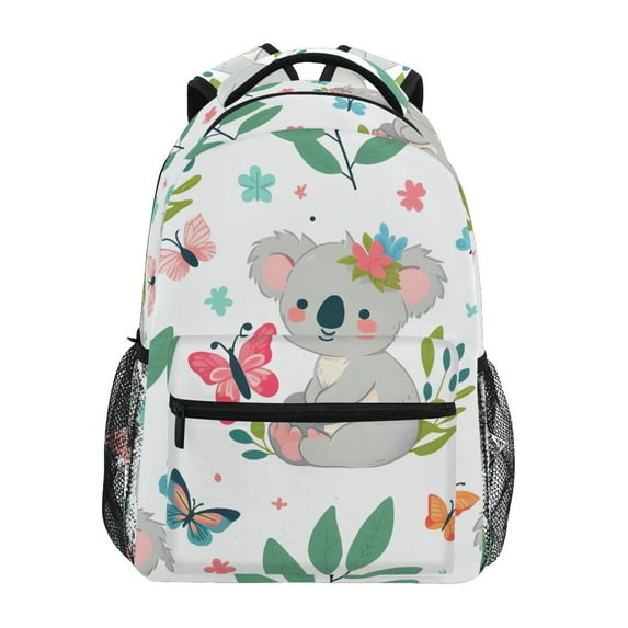 School Backpack Lightweight Multipocket College High Middle Student Bag 15L Cute Koala and Butterfly