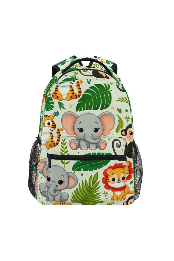 School Backpack Lightweight Multipocket College High Middle Student Bag 15L Cute Lion Tiger Monkey Elephants