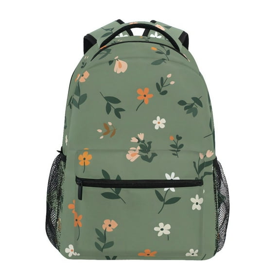 School Backpack Lightweight Multipocket College High Middle Student Bag 15L Cute Small Flowers and Leaves