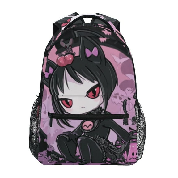 School Backpack Lightweight Multipocket College High Middle Student Bag 15L Cute Vampire with Cat Ears