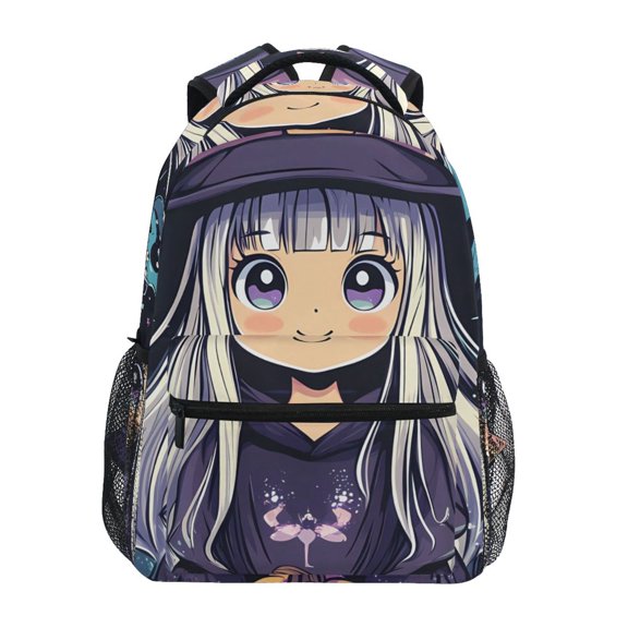 School Backpack Lightweight Multipocket College High Middle Student Bag 15L Cute Witch Pumpkins Moon