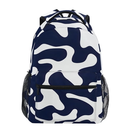 School Backpack Lightweight Multipocket College High Middle Student Bag 15L Dark Blue Spots