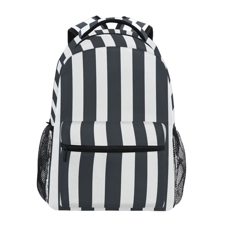 School Backpack Lightweight Multipocket College High Middle Student Bag 15L Dark Gray and White Striped