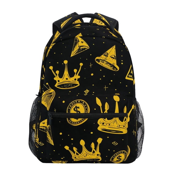 School Backpack Lightweight Multipocket College High Middle Student Bag 15L Dollars Coin Crown