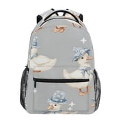 School Backpack Lightweight Multipocket College High Middle Student Bag 15L Ducks with Hat and Stars