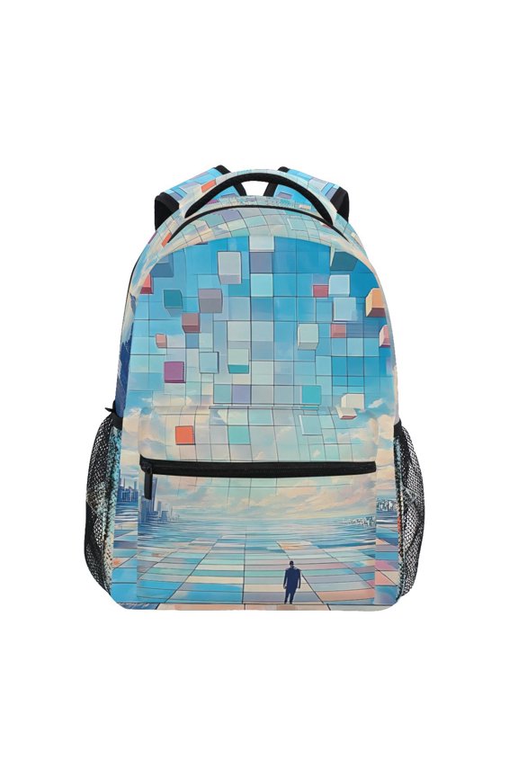 School Backpack Lightweight Multipocket College High Middle Student Bag 15L Endless Square