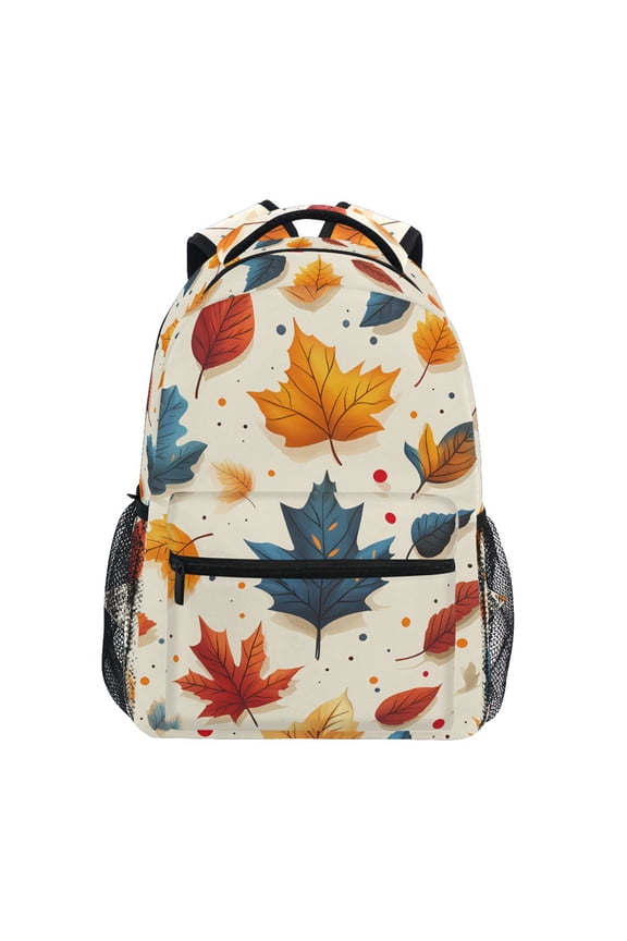 School Backpack Lightweight Multipocket College High Middle Student Bag 15L Fall Leaf and Dots