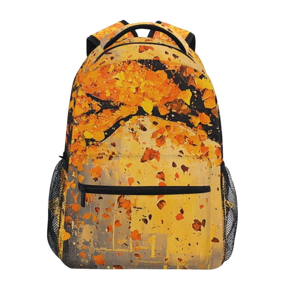 School Backpack Lightweight Multipocket College High Middle Student Bag 15L Falling Leaves and Lamp