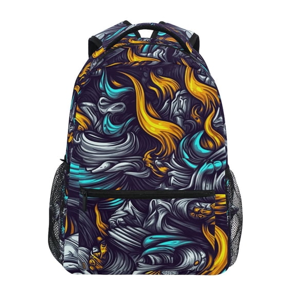 School Backpack Lightweight Multipocket College High Middle Student Bag 15L Fierce Fire and Smoke