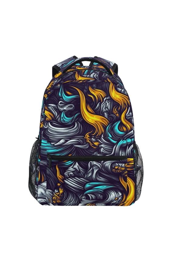 School Backpack Lightweight Multipocket College High Middle Student Bag 15L Fierce Fire and Smoke