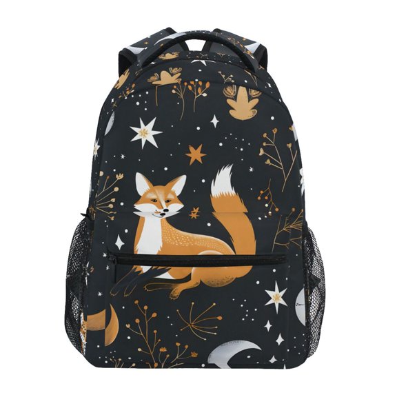 School Backpack Lightweight Multipocket College High Middle Student Bag 15L Fox Plants Stars Moons