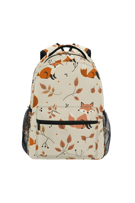 School Backpack Lightweight Multipocket College High Middle Student Bag 15L Fox and Leaves