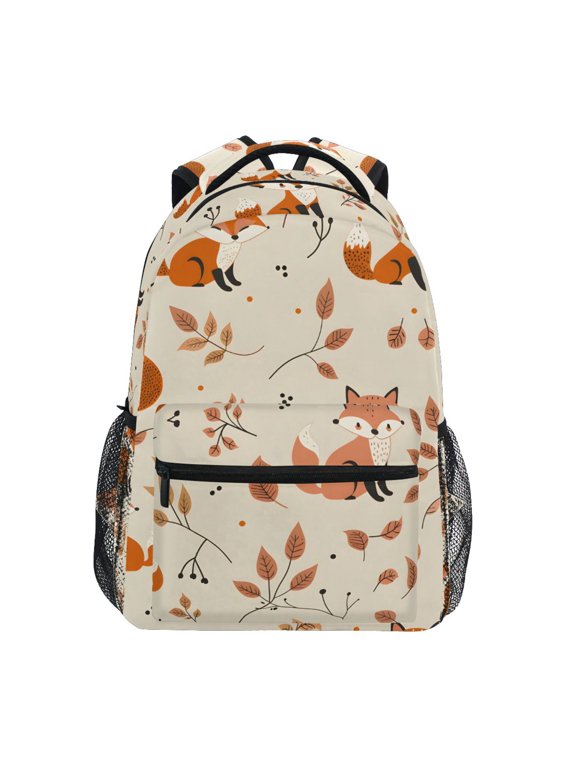 School Backpack Lightweight Multipocket College High Middle Student Bag 15L Fox and Leaves
