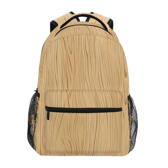 School Backpack Lightweight Multipocket College High Middle Student Bag 15L Hand Drawn Wooden Grain