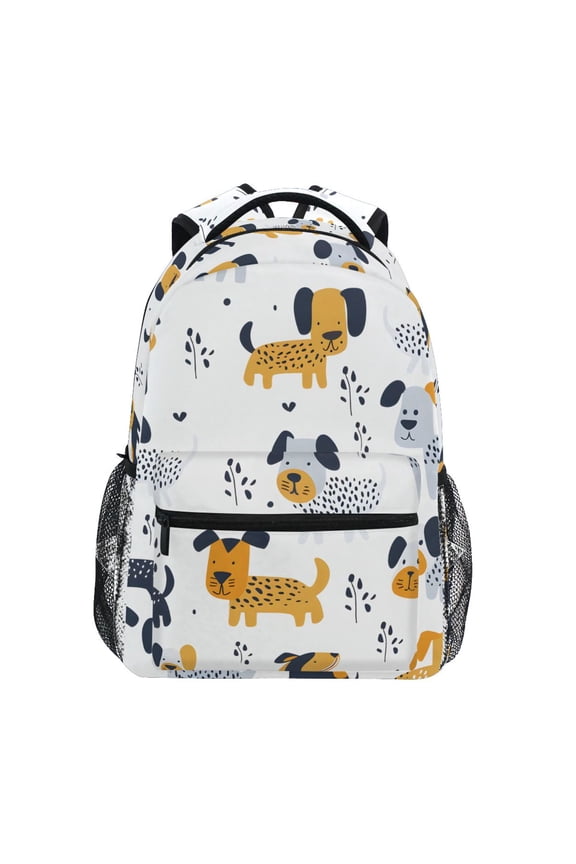 School Backpack Lightweight Multipocket College High Middle Student Bag 15L Hand Paint Dog and Plant