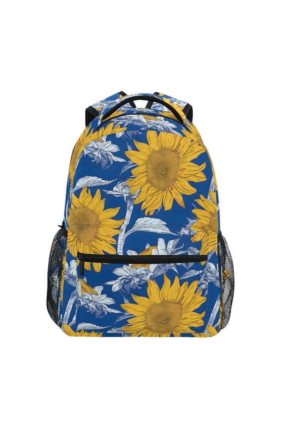 School Backpack Lightweight Multipocket College High Middle Student Bag 15L Hand Paint Sunflowers