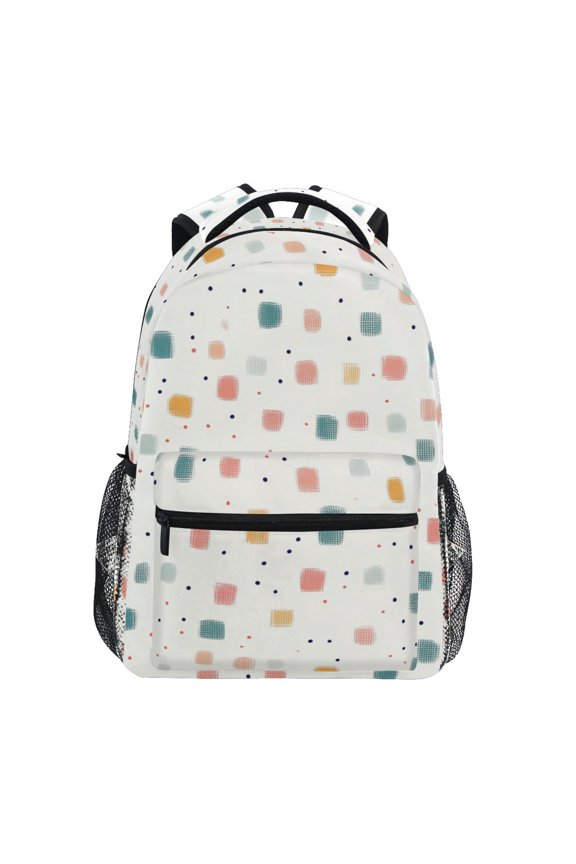 School Backpack Lightweight Multipocket College High Middle Student Bag 15L Hand-drawn Cute Square