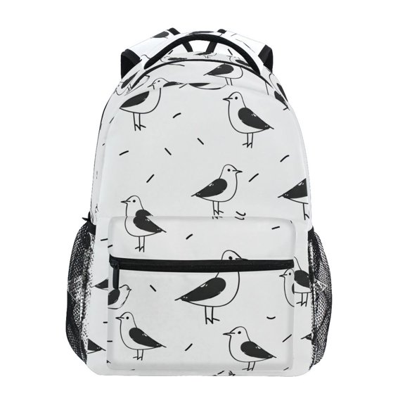 School Backpack Lightweight Multipocket College High Middle Student Bag 15L Line Seagull Bird