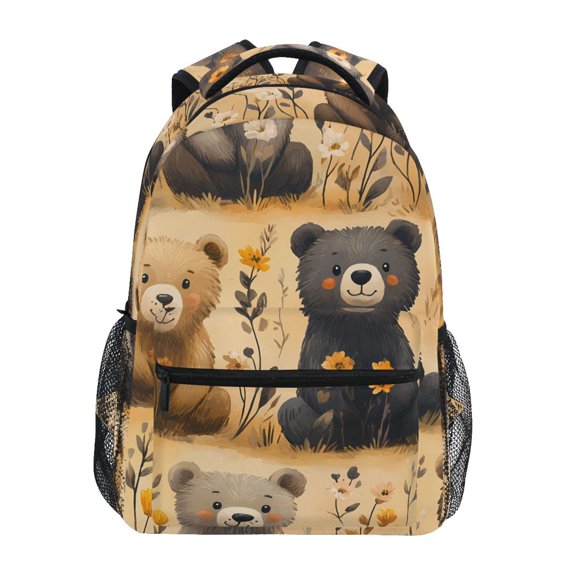 School Backpack Lightweight Multipocket College High Middle Student Bag 15L Lovely Bears and Flower
