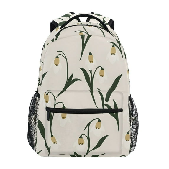 School Backpack Lightweight Multipocket College High Middle Student Bag 15L Minimalist Snowdrop