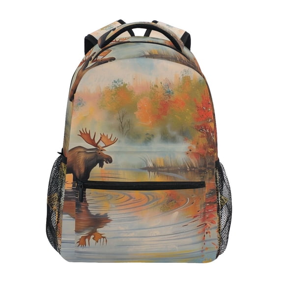 School Backpack Lightweight Multipocket College High Middle Student Bag 15L Moose Standing in Water