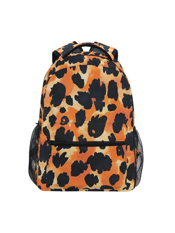 School Backpack Lightweight Multipocket College High Middle Student Bag 15L Orange Black Spots