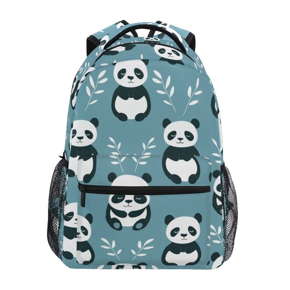 School Backpack Lightweight Multipocket College High Middle Student Bag 15L Pandas Sitting and Leaf