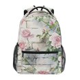 thumbnail image 1 of School Backpack Lightweight Multipocket College High Middle Student Bag 15L Pink Roses Climbing on Wall, 1 of 9