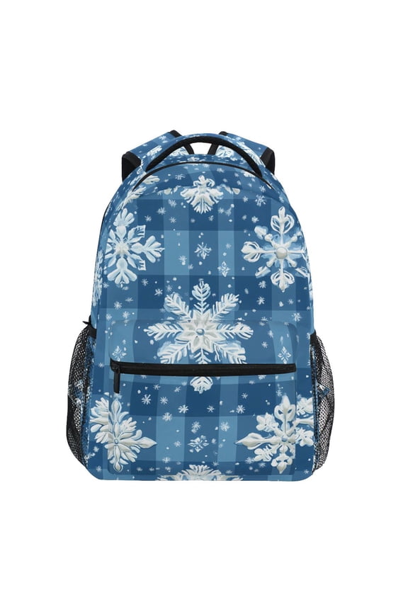 School Backpack Lightweight Multipocket College High Middle Student Bag 15L Snowflakes on Checkerboard
