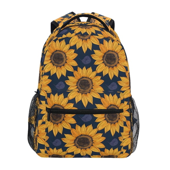 School Backpack Lightweight Multipocket College High Middle Student Bag 15L Sunflowers and Small Leaf