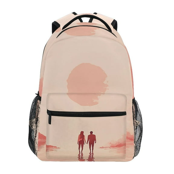 School Backpack Lightweight Multipocket College High Middle Student Bag 15L Two People Stand on Water