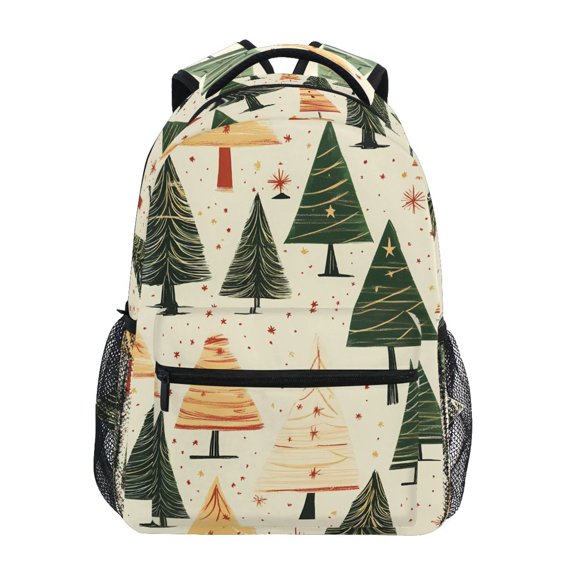 School Backpack Lightweight Multipocket College High Middle Student Bag 15L Vintage Christmas Trees
