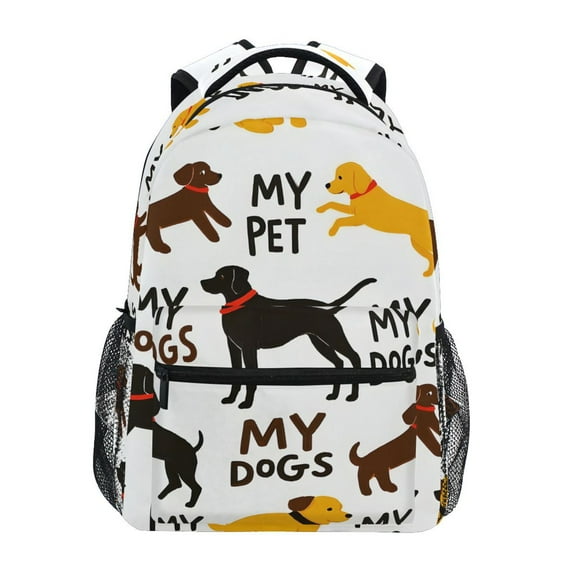 School Backpack Lightweight Multipocket College High Middle Student Bag 15L Yellow Black Brown Dogs