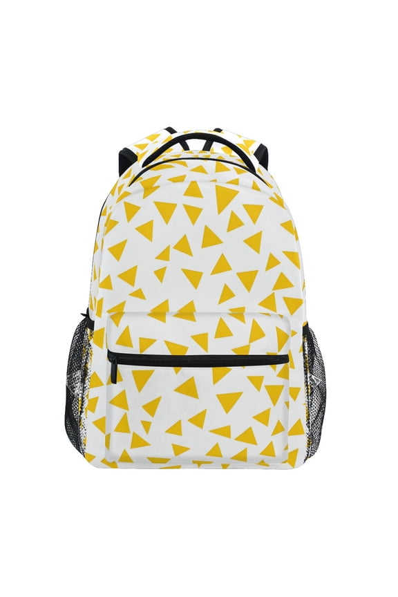 School Backpack Lightweight Multipocket College High Middle Student Bag 15L Yellow Triangle