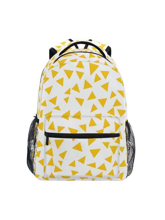 School Backpack Lightweight Multipocket College High Middle Student Bag 15L Yellow Triangle