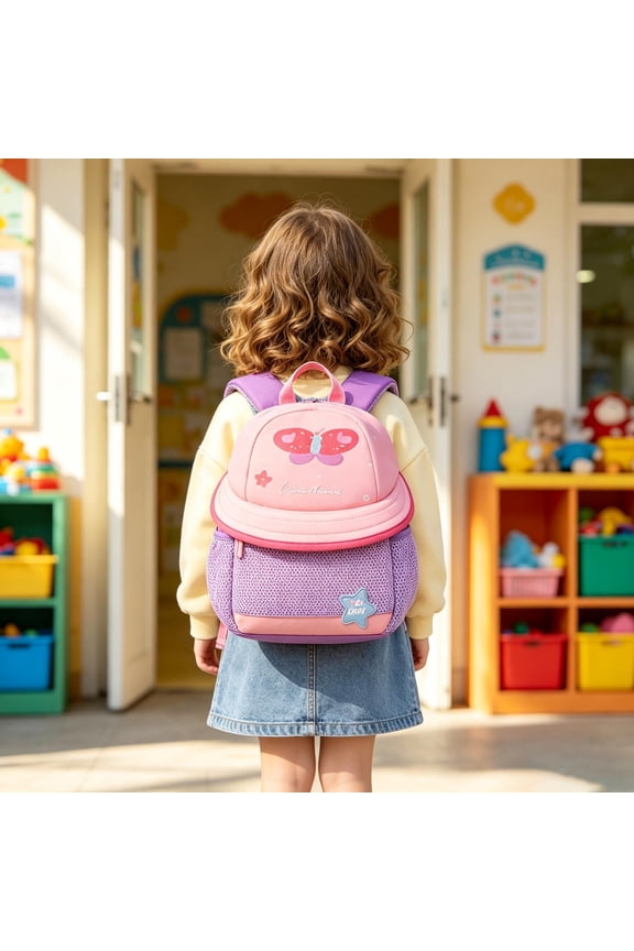 School Backpack Neoprene Mushroom Kids Backpack Lightweight Cute Kindergarten Daypack Pink L