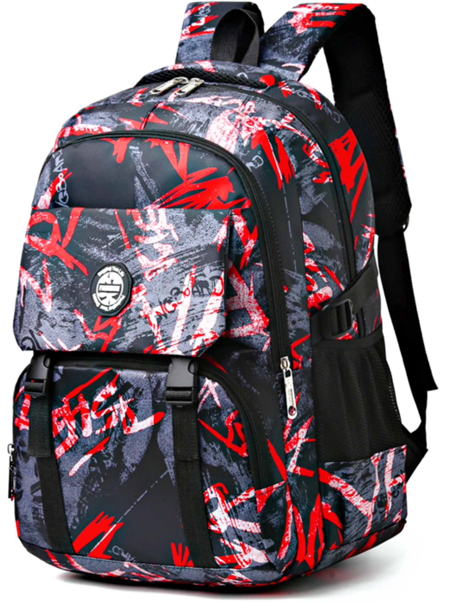 School Backpack School Bag for Kids, Lightweight Large Bookbag with Laptop Bag for Boys Girls, Red