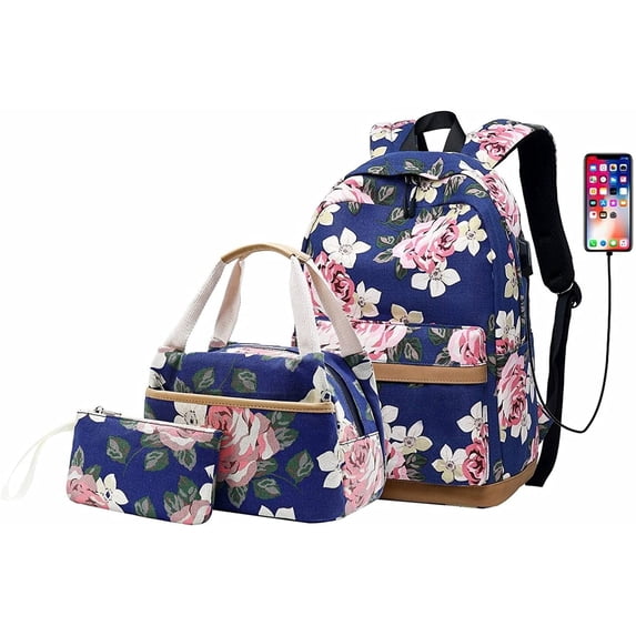 Cute School Backpack Set for Teen Girls with Bookbag, Daypack, Lunch ...
