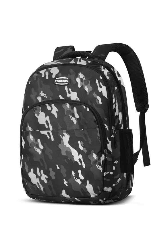 17" Backpack Travel Bag for Men Women, Book Bag with Front Zip Pocket, Waterproof Lightweight Primary Students Bookbags for Men Women Bag Bookbags, Adjustable Padded Mesh Straps, Black