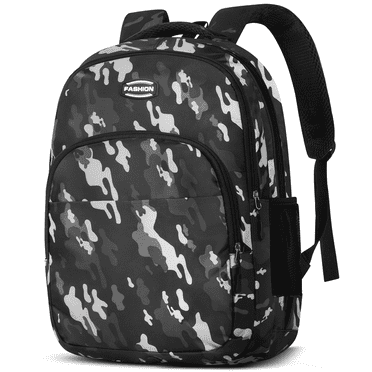 17" Backpack Travel Bag for Men Women, Book Bag with Front Zip Pocket, Waterproof Lightweight Primary Students Bookbags for Men Women Bag Bookbags, Adjustable Padded Mesh Straps, Black