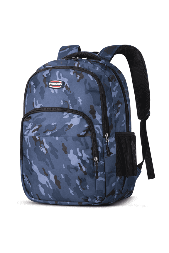 17" Backpack Travel Bag for Men Women, Book Bag with Front Zip Pocket, Waterproof Lightweight Primary Students Bookbags for Men Women Bag Bookbags, Adjustable Padded Mesh Straps, Blue