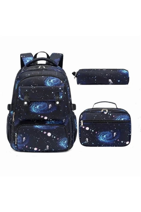 Backpack Sets for Boys,School Backpack with Lunch Box Lightweight Galaxy Elementary Primary Kids BookBags School Bag Teen Backpack Set