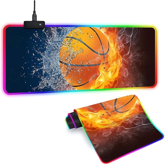 XL Led Gaming Mouse Pad with 14 Light Modes - Light Up Gamer Mouse Pad,31.5 x 11.8in Non-Slip Gamepad Style RGB Large Gamer Mousepad,Black Long Glowing Gaming Accessories for Desk,Waterproof
